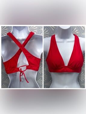 Cupshe Red Crisscross Tie-Back Bralette size small wide stripes new